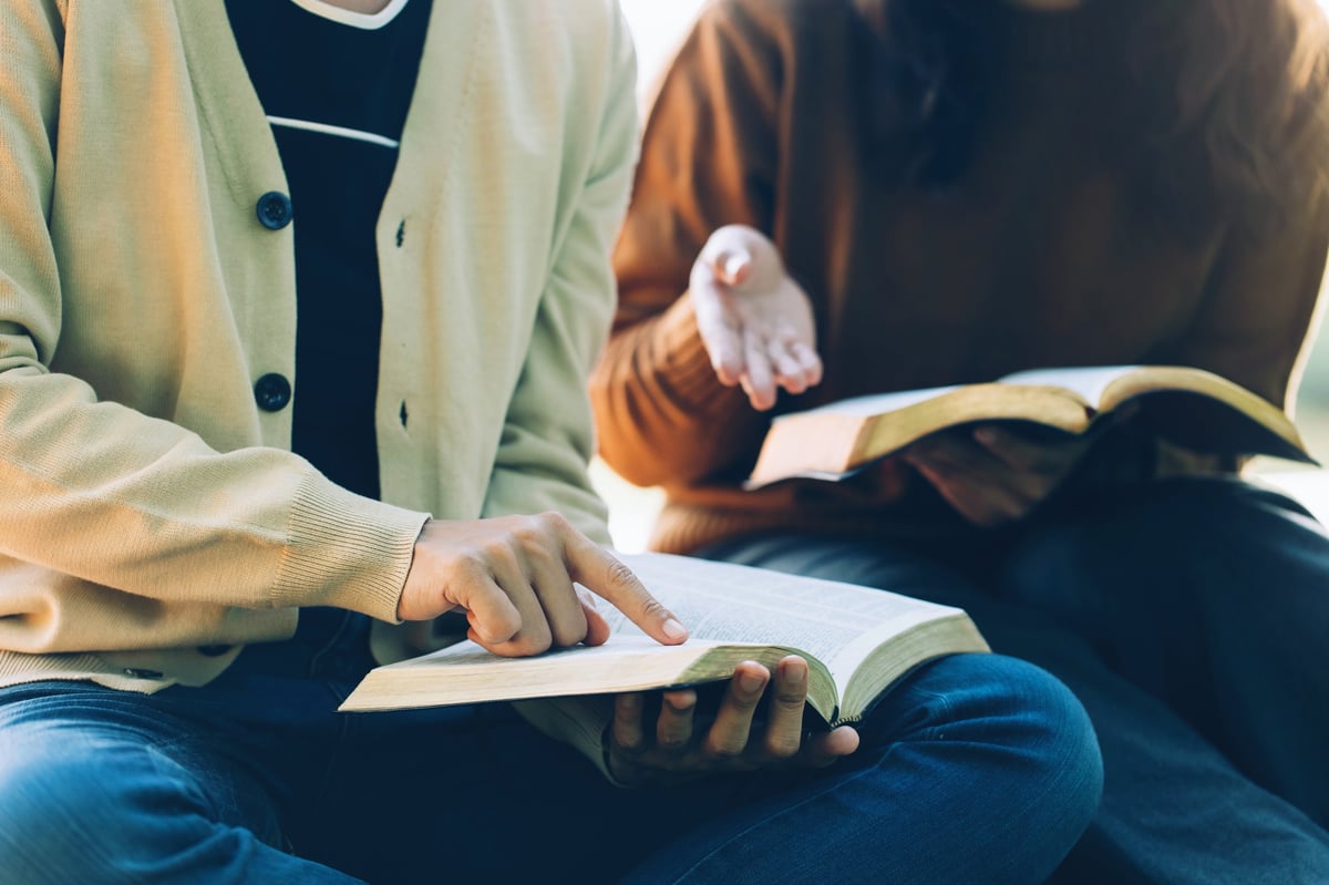 Diverse group studying the Bible together